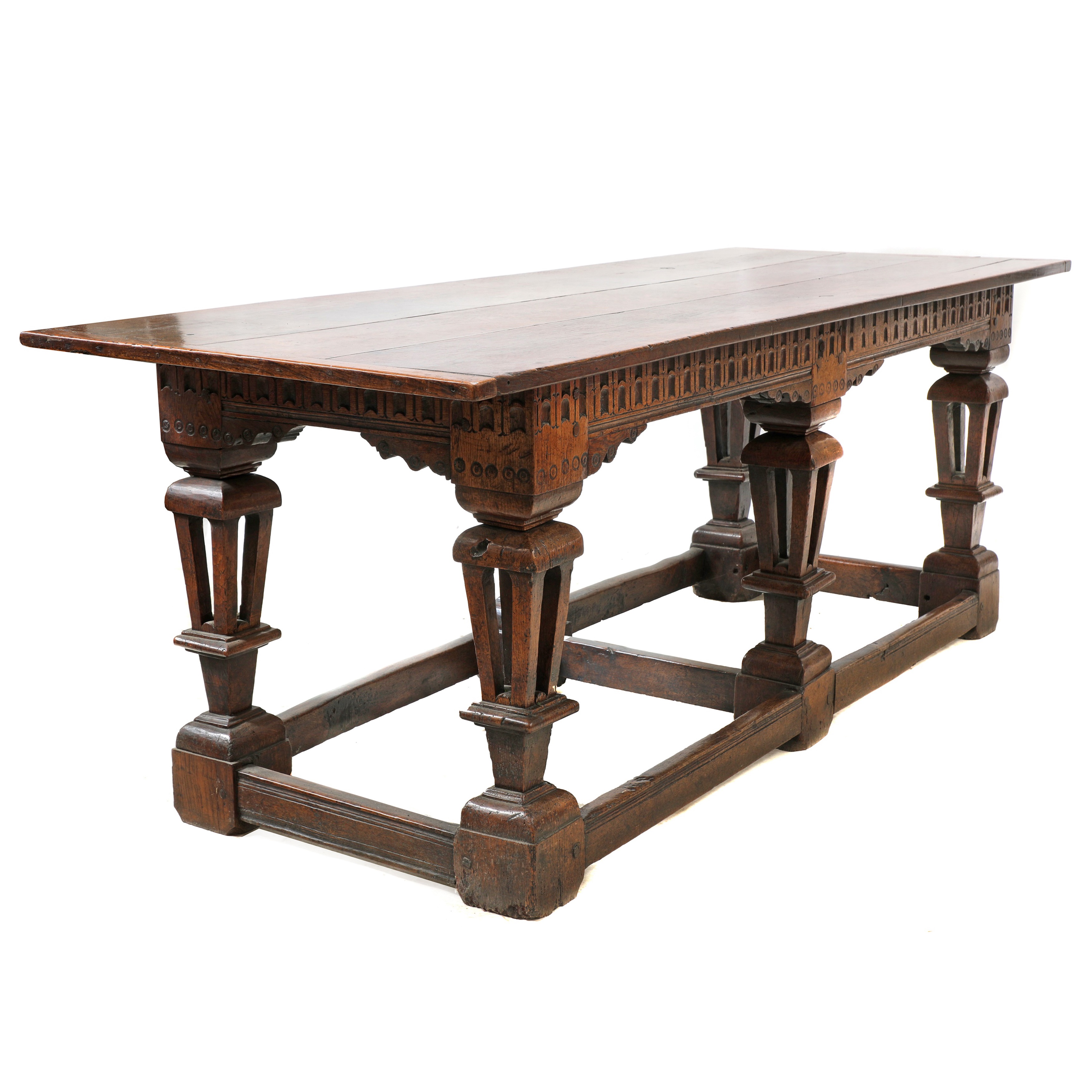 A Flemish oak refectory table, 17th century